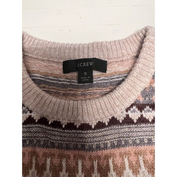 J Crew Womens Small Fair Isle‎ Preppy Lambs Wool Blend Crewneck Sweater - Picture 3 of 5